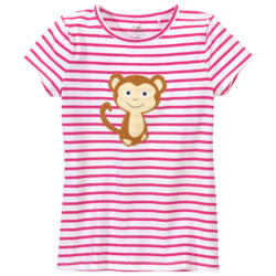Mädchen T-Shirt mit Affen-Applikation