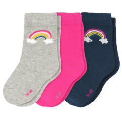 3 Paar Baby Socken mit Regenbogen-Motiven