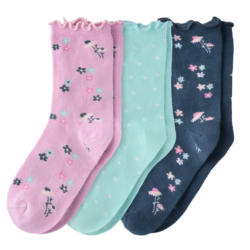 3 Paar Mädchen Socken mit Wellenbündchen