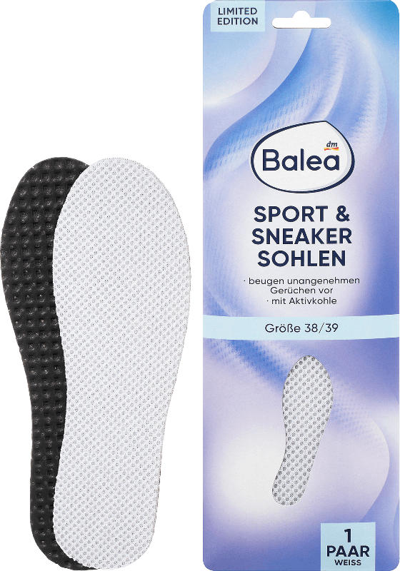 Balea Einlegesohlen Sport & Sneaker weiß, Gr. 38/39 (1 Paar)
