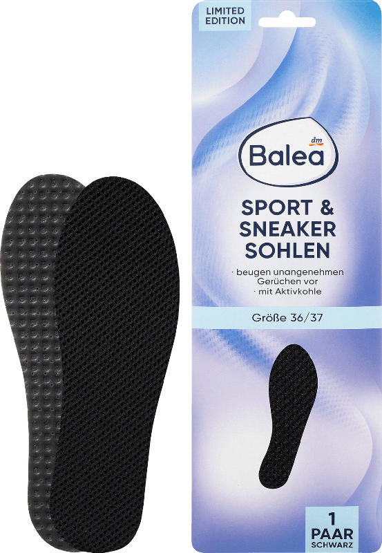 Balea Einlegesohlen Sport & Sneaker schwarz, Gr. 36/37 (1 Paar)