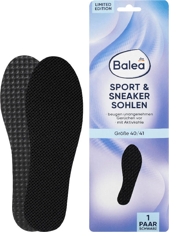 Balea Einlegesohlen Sport & Sneaker schwarz, Gr. 40/41 (1 Paar)