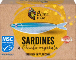Sardines à l’huile de tournesol Alma Mae, 3 x 120 g