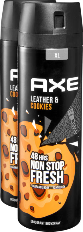 Axe Deo Bodyspray Leather & Cookies, 2 x 200 ml