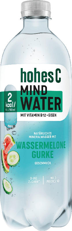 hohes C Mineralwasser mit Wassermelone Gurke Geschmack, Mind Water
