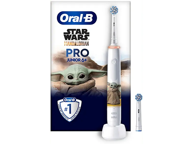 Oral-B Junior Grogu Star Wars Elektrische Zahnbürste, für Kinder ab 6 Jahren Weiß