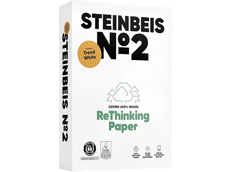 Steinbeis Papier No. 2 ReThinking Universalpapier A4, 80g/m², 500 Blatt, Weiß