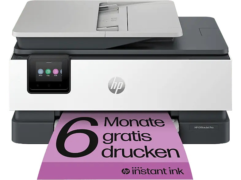 HP OfficeJet Pro 8124e, 10 S/min Farbe, HP+ 6 Monate Instant Ink, Multifunktionsdrucker, WLAN, Tintendruck, Silber/Schwarz