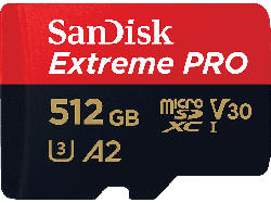 SanDisk Extreme PRO 512GB microSDXC Kit, UHS-I U3, A2, R200/W140, Class 10; Speicherkarte