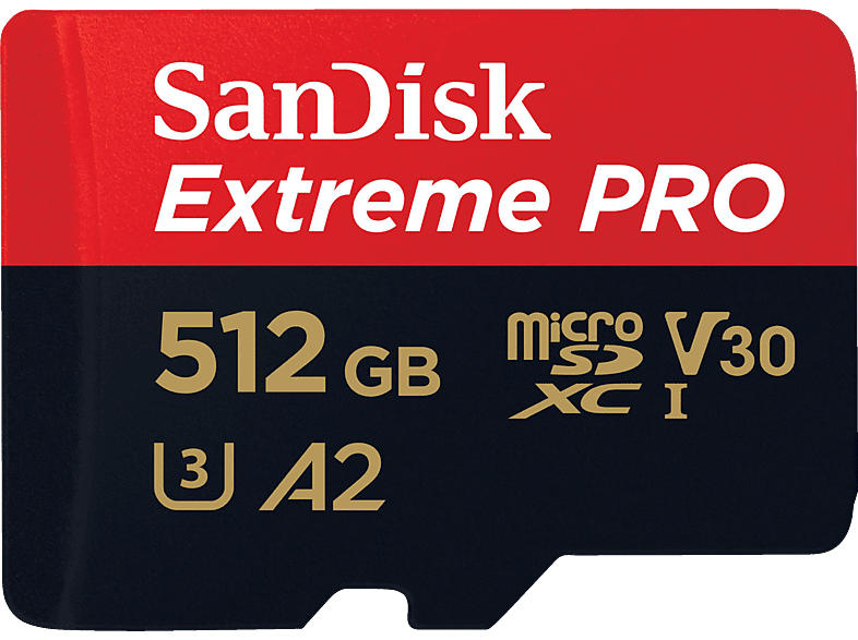 SanDisk Extreme PRO 512GB microSDXC Kit, UHS-I U3, A2, R200/W140, Class 10; Speicherkarte