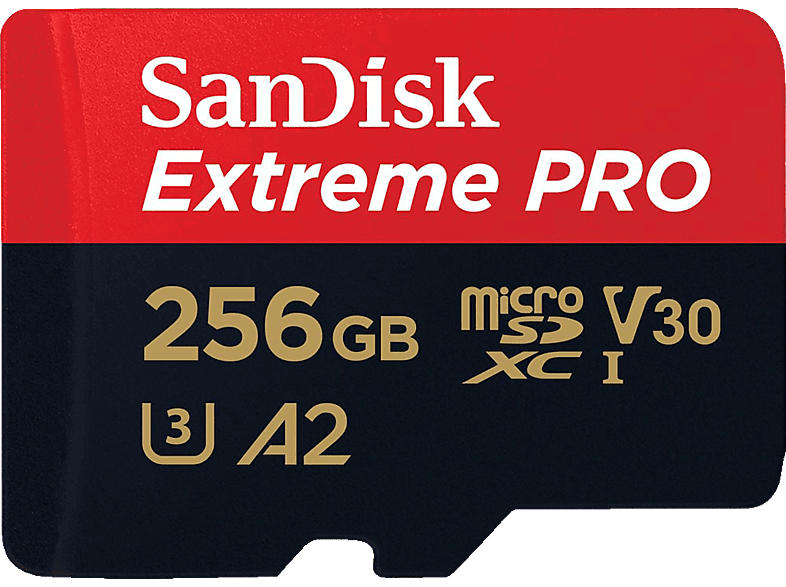 SanDisk 256GB Extreme PRO microSDXC Karte + SD-Adapter RescuePro Deluxe bis zu 200 MB/s mit App-Performance A2 UHS-I Class 10 U3 V30; Speicherkarte