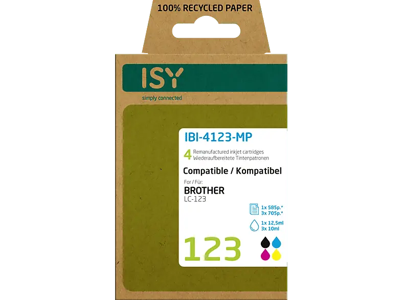 ISY IBI-4123-MP für Brother LC-123, schwarz/farbig, wiederaufbereitet; Tintenpatrone
