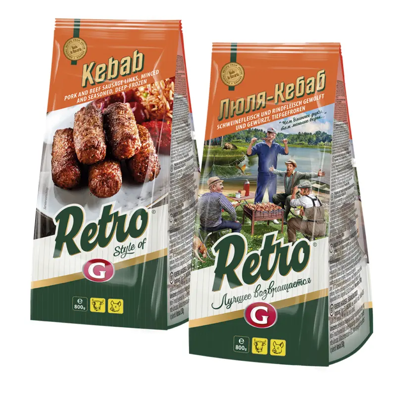 Retro Kebab, Hackfleischerzeugnis mit Paprikastücken, tiefgefroren