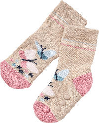 PUSBLU ABS Socken mit Schmetterling-Motiv, beige, Gr.19/22