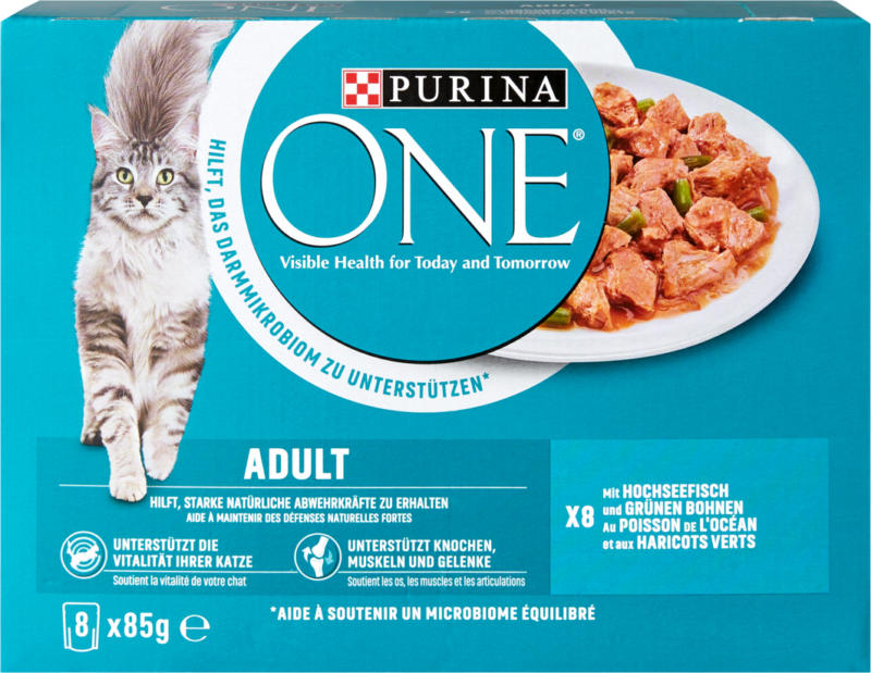 Nourriture humide pour chats Poisson de l’Océan Adult Purina ONE, 8 x 85 g