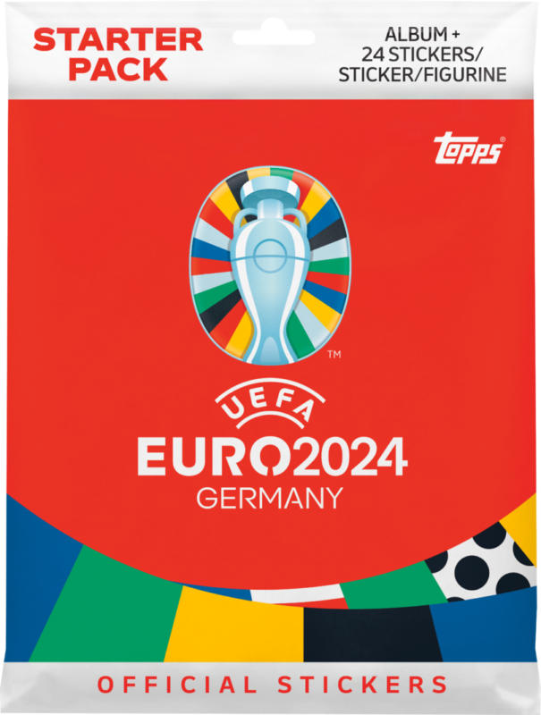 Topps Starterpack UEFA Euro 2024TM, Album + 24 Bilder
