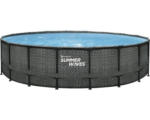 Hornbach Aufstellpoool Framepool-Set Summer Waves Elite rund Ø 549x132 cm inkl. Filteranlage, Leiter, Abdeckplane & Bodenschutzvlies grau