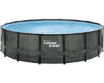 Hornbach Aufstellpoool Framepool-Set Summer Waves Elite rund Ø 488x122 cm inkl. Filteranlage, Leiter, Abdeckplane & Bodenschutzvlies grau