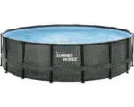 Hornbach Aufstellpoool Framepool-Set Summer Waves Elite rund Ø 488x122 cm inkl. Filteranlage, Leiter, Abdeckplane & Bodenschutzvlies grau