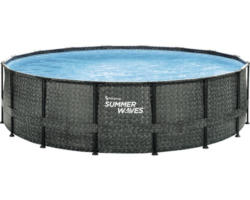 Aufstellpoool Framepool-Set Summer Waves Elite rund Ø 488x122 cm inkl. Filteranlage, Leiter, Abdeckplane & Bodenschutzvlies grau