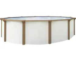 Aufstellpool Stahlwandpool-Set Green Line Evolution rund Ø 485x132 cm inkl. Sandfilteranlage, Einbauskimmer, Bodenschutzvlies & Verrohrungsset weiß-braun blau