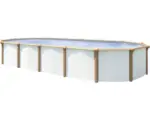 Hornbach Aufstellpool Stahlwandpool-Set Green Line Evolution oval 940x485x132 cm inkl. Sandfilteranlage, Einbauskimmer, Bodenschutzvlies & Verrohrungsset weiß-braun grau