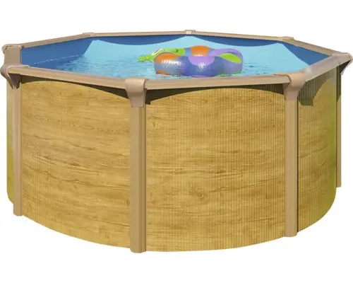 Aufstellpool Stahlwandpool-Set Green Line Evolution rund Ø 575x132 cm inkl. Sandfilteranlage, Einbauskimmer, Bodenschutzvlies & Verrohrungsset braun blau