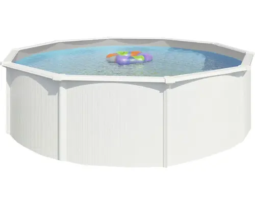 Aufstellpool Stahlwandpool-Set Green Line Evolution rund Ø 575x132 cm inkl. Sandfilteranlage, Einbauskimmer, Bodenschutzvlies & Verrohrungsset weiß grau