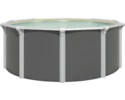 Aufstellpool Stahlwandpool-Set Green Line Evolution rund Ø 390x132 cm inkl. Sandfilteranlage, Einbauskimmer, Bodenschutzvlies & Verrohrungsset grau sand