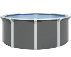 Aufstellpool Stahlwandpool-Set Green Line Evolution rund Ø 485x132 cm inkl. Sandfilteranlage, Einbauskimmer, Bodenschutzvlies & Verrohrungsset grau blau