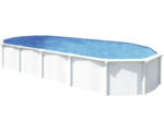 Hornbach Aufstellpool Stahlwandpool-Set Green Line Evolution oval 940x485x132 cm inkl. Sandfilteranlage, Einbauskimmer, Bodenschutzvlies & Verrohrungsset weiß blau