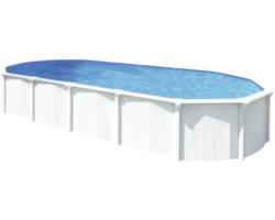 Aufstellpool Stahlwandpool-Set Green Line Evolution oval 940x485x132 cm inkl. Sandfilteranlage, Einbauskimmer, Bodenschutzvlies & Verrohrungsset weiß blau