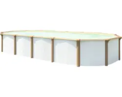 Aufstellpool Stahlwandpool-Set Green Line Evolution oval 940x485x132 cm inkl. Sandfilteranlage, Einbauskimmer, Bodenschutzvlies & Verrohrungsset weiß-braun sand