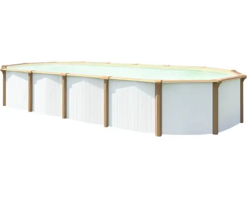 Aufstellpool Stahlwandpool-Set Green Line Evolution oval 940x485x132 cm inkl. Sandfilteranlage, Einbauskimmer, Bodenschutzvlies & Verrohrungsset weiß-braun sand