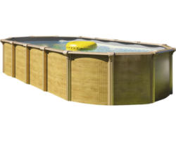 Aufstellpool Stahlwandpool-Set Green Line Evolution oval 635x390x132 cm inkl. Sandfilteranlage, Einbauskimmer, Bodenschutzvlies & Verrohrungsset braun grau