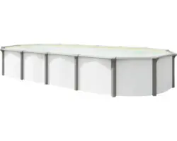Aufstellpool Stahlwandpool-Set Green Line Evolution oval 760x390x132 cm inkl. Sandfilteranlage, Einbauskimmer, Bodenschutzvlies & Verrohrungsset weiß-grau sand