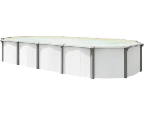 Aufstellpool Stahlwandpool-Set Green Line Evolution oval 760x390x132 cm inkl. Sandfilteranlage, Einbauskimmer, Bodenschutzvlies & Verrohrungsset weiß-grau sand