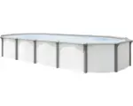 Hornbach Aufstellpool Stahlwandpool-Set Green Line Evolution oval 635x390x132 cm inkl. Sandfilteranlage, Einbauskimmer, Bodenschutzvlies & Verrohrungsset weiß-grau grau