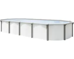 Aufstellpool Stahlwandpool-Set Green Line Evolution oval 635x390x132 cm inkl. Sandfilteranlage, Einbauskimmer, Bodenschutzvlies & Verrohrungsset weiß-grau grau