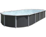 Hornbach Aufstellpool Stahlwandpool-Set Green Line Evolution oval 760x390x132 cm inkl. Sandfilteranlage, Einbauskimmer, Bodenschutzvlies & Verrohrungsset grau grau