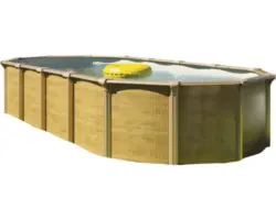 Aufstellpool Stahlwandpool-Set Green Line Evolution oval 760x390x132 cm inkl. Sandfilteranlage, Einbauskimmer, Bodenschutzvlies & Verrohrungsset braun sand