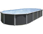 Hornbach Aufstellpool Stahlwandpool-Set Green Line Evolution oval 635x390x132 cm inkl. Sandfilteranlage, Einbauskimmer, Bodenschutzvlies & Verrohrungsset grau blau