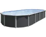 Hornbach Aufstellpool Stahlwandpool-Set Green Line Evolution oval 635x390x132 cm inkl. Sandfilteranlage, Einbauskimmer, Bodenschutzvlies & Verrohrungsset grau blau