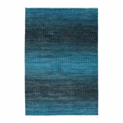 Moderne Orientteppiche Alovera, Schurwolle, blau
