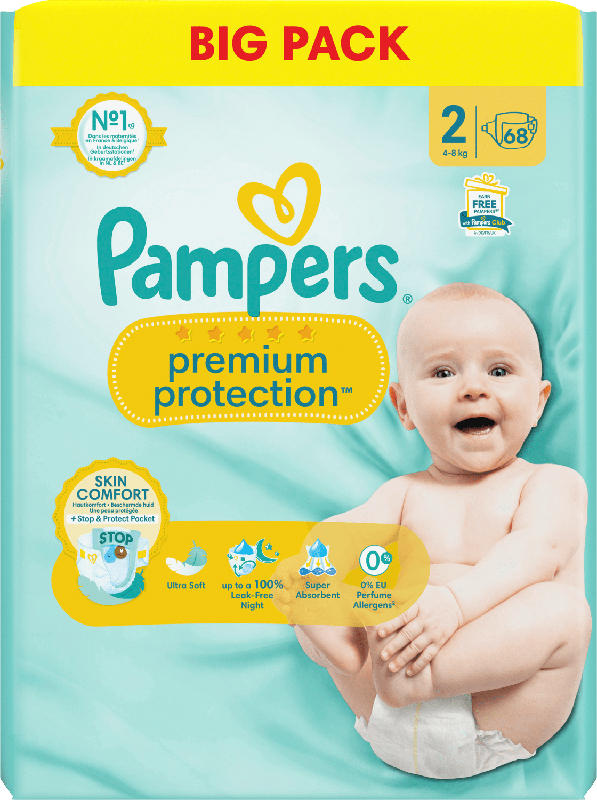 Pampers Windeln Premium Protection Gr.2 Mini, New Baby (4-8kg), Big Pack