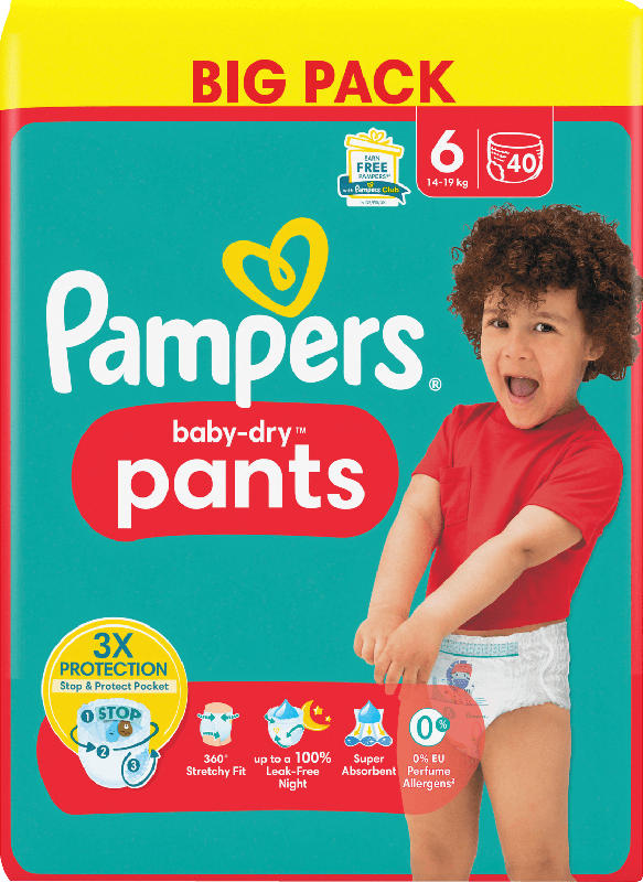Pampers Baby Pants Baby Dry Gr.6 Extra Large (14-19kg), Big Pack