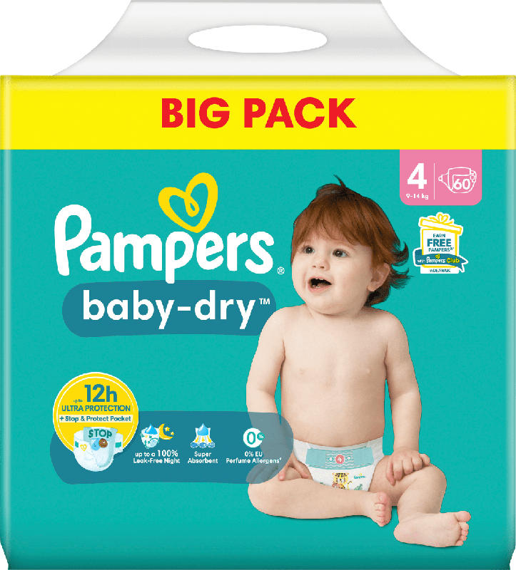 Pampers Windeln Baby Dry Gr.4 Maxi (9-14kg), Big Pack