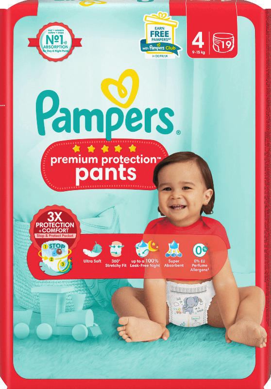Pampers Windeln Premium Protection Pants Gr.4 Maxi (9-15kg), Single Pack