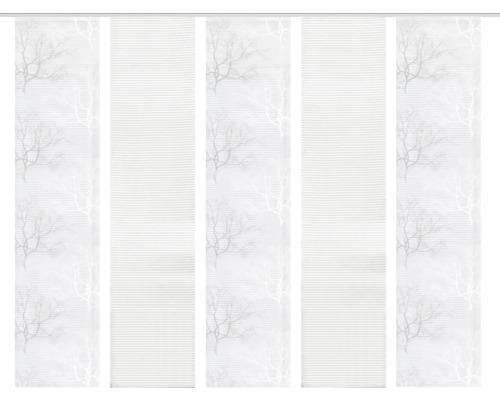 Flächenvorhang-Set Querstreifen Baum 5er grau 57x245 cm