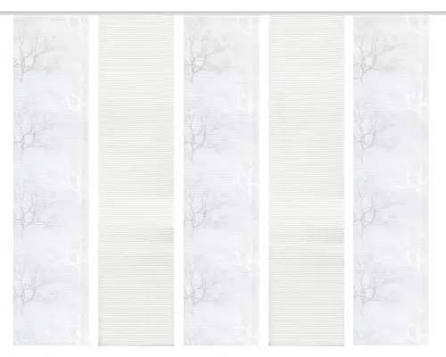 Flächenvorhang-Set Querstreifen Baum 5er grau 57x245 cm